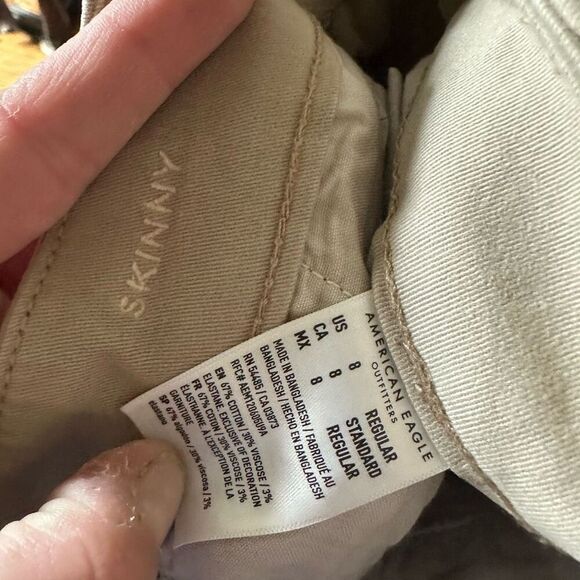American Eagle tan skinny 8 preppy flat front slacks - Picture 2 of 3